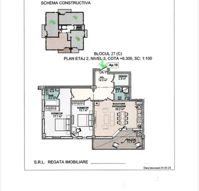 Apartament 2 camere, 83 m², Botanica, bd. Dacia