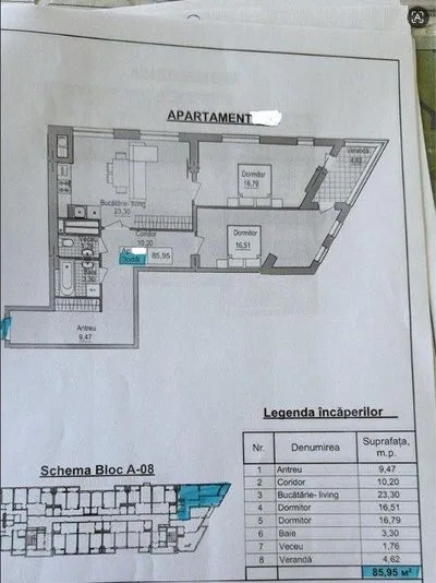 Apartament 2 camere, 86 m², Poșta Veche, str. Ceucari