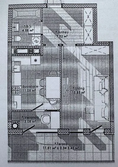 Apartament 1 cameră, 48 m², Telecentru, șos. Hâncești