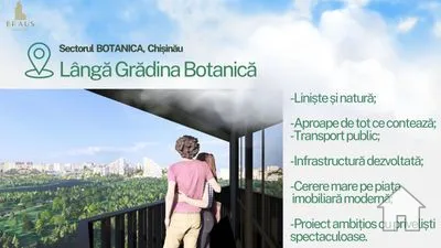 Apartament 1 cameră, 39 m², Botanica, str. bd. Dacia